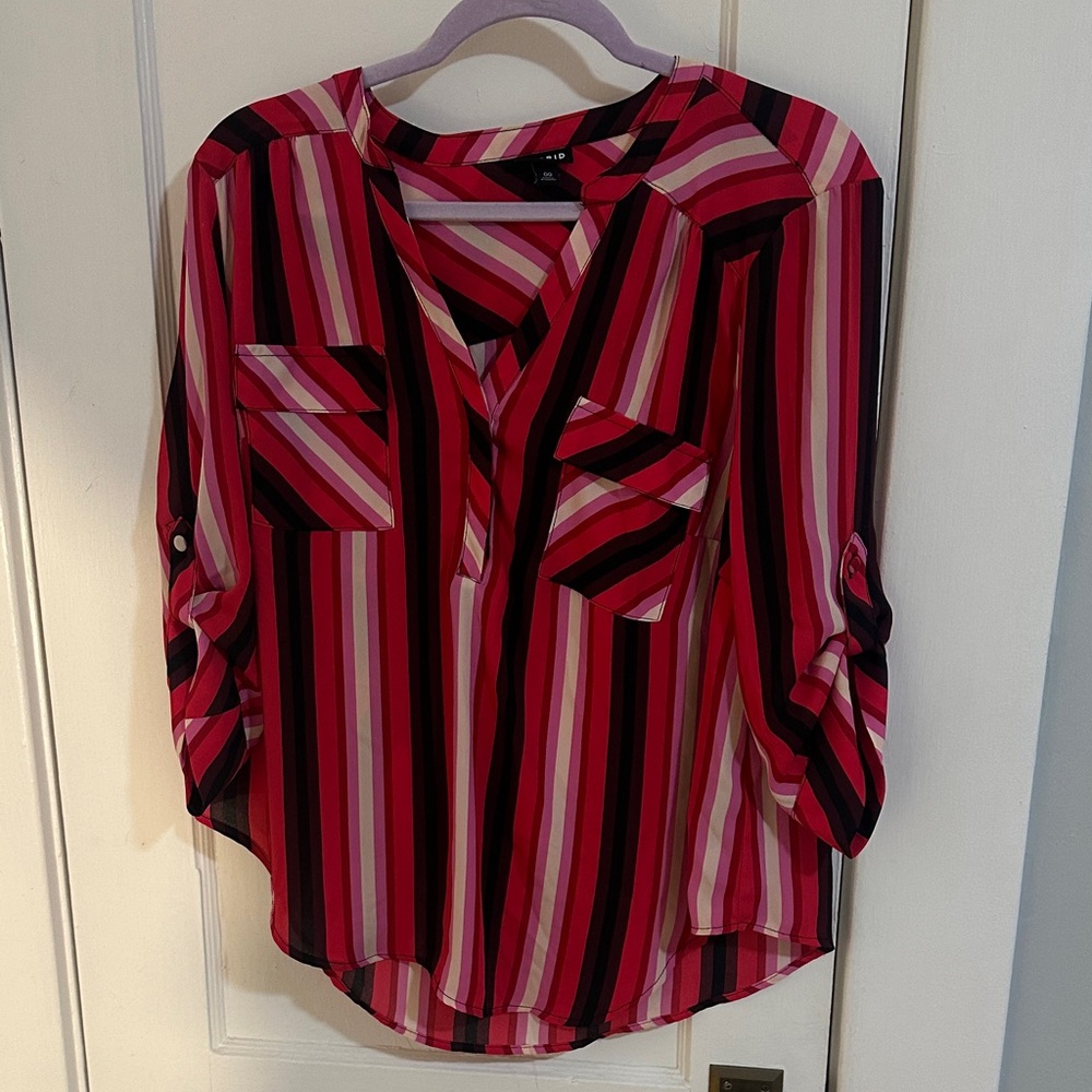 Torrid Red and Pink Striped Blouse